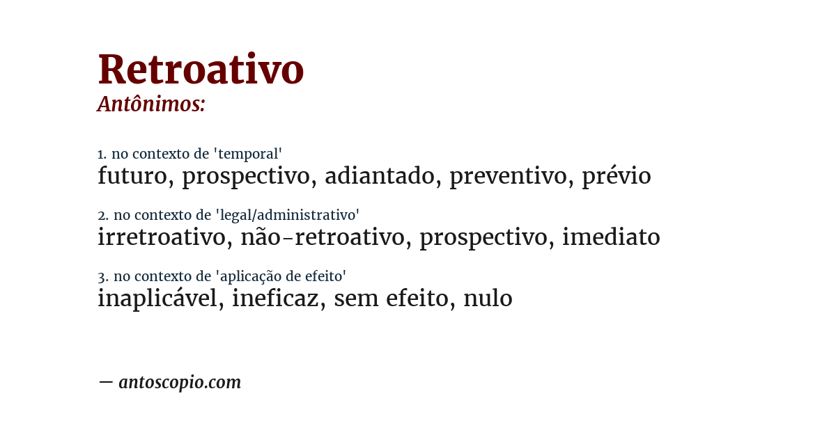 Antônimo de retroativo