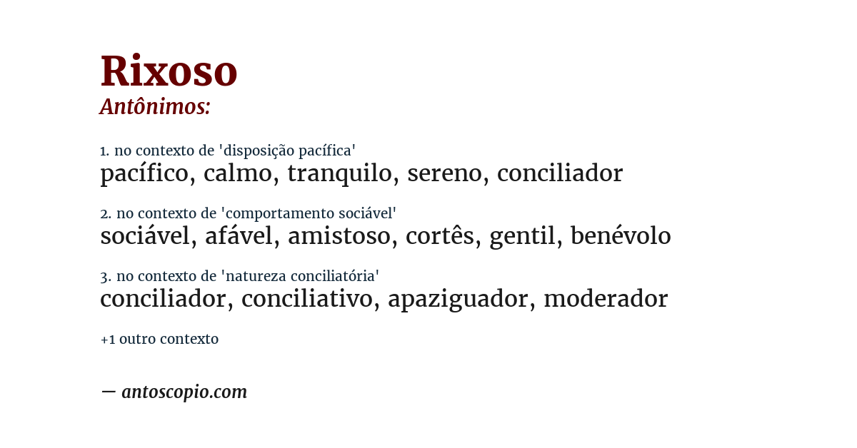 Antônimo de rixoso