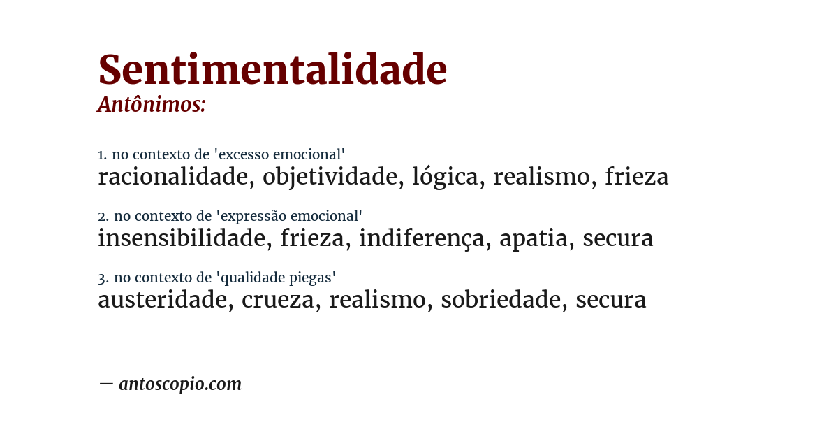 Antônimo de sentimentalidade