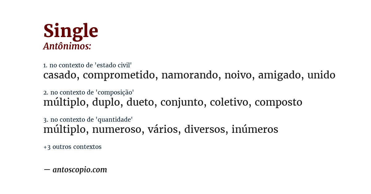 Antônimo de single