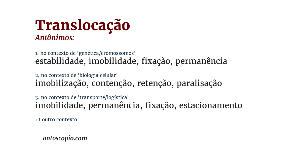 Antônimo de translocação