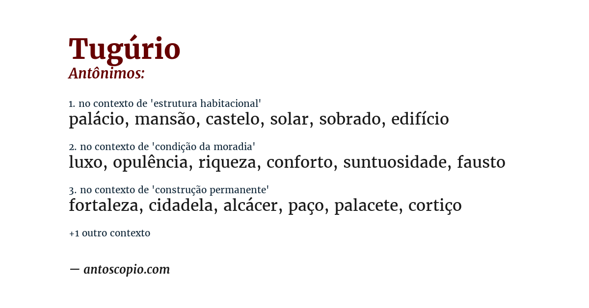 Antônimo de tugúrio