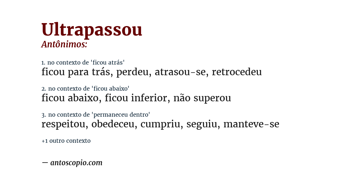 Antônimo de ultrapassou