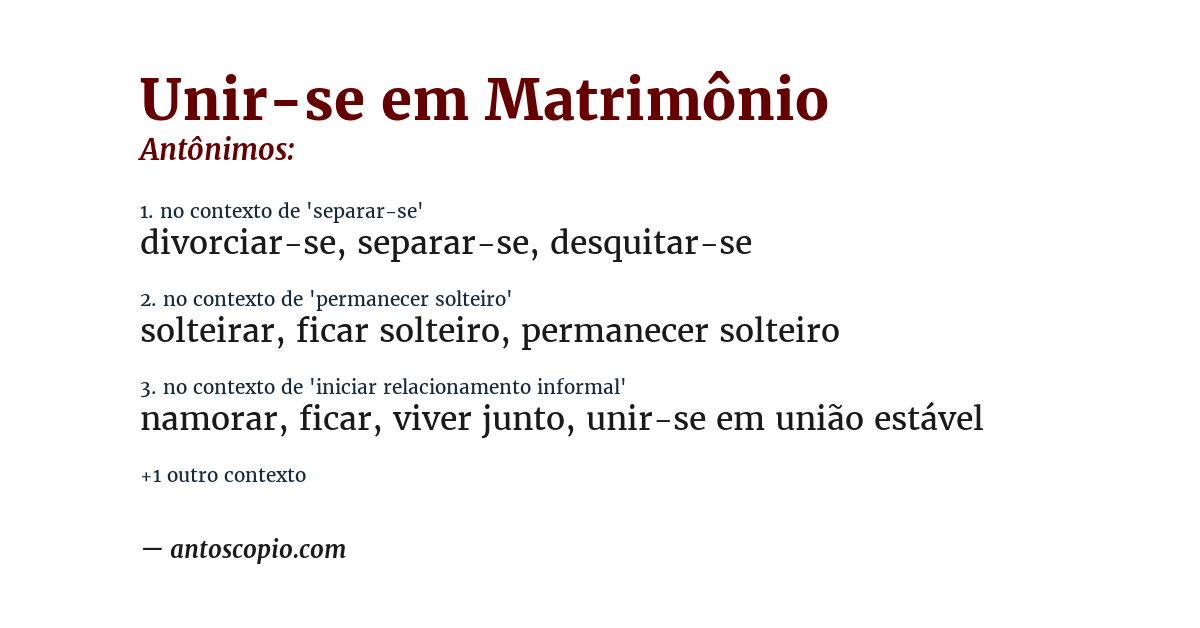 Antônimo de unir-se em matrimônio