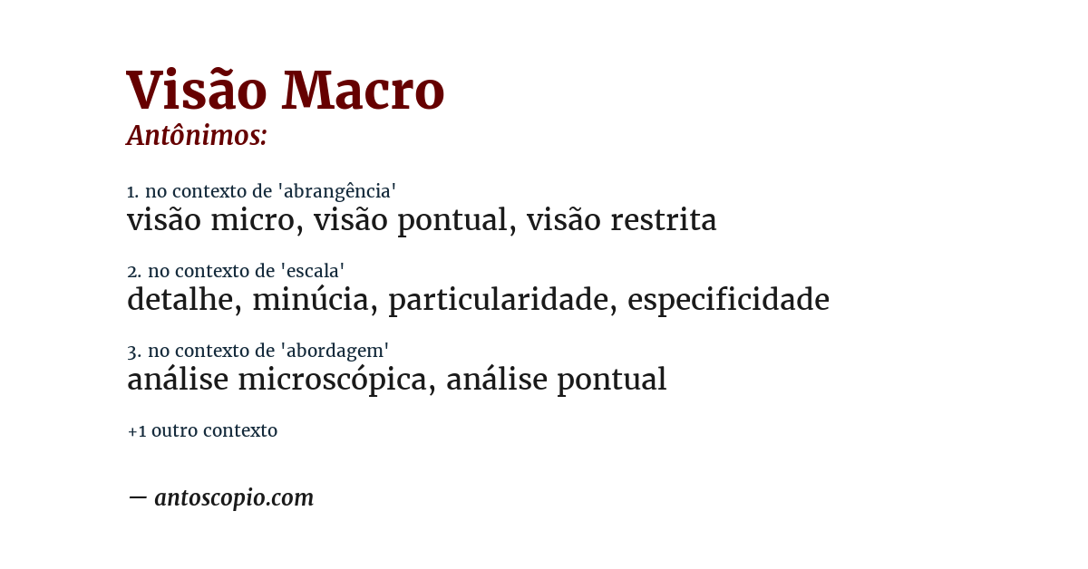 Antônimo de visão macro