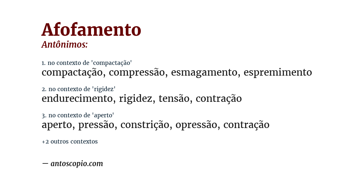 Antônimo de afofamento