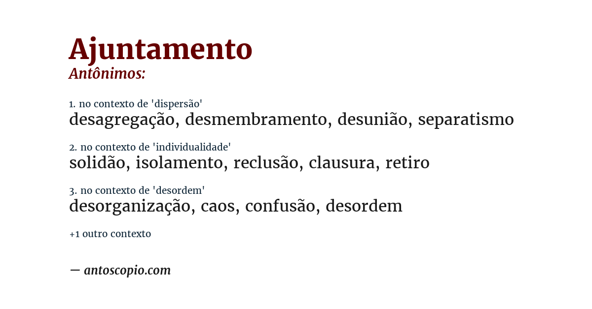 Antônimo de ajuntamento