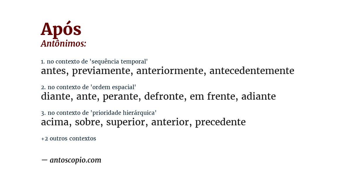 Antônimo de após