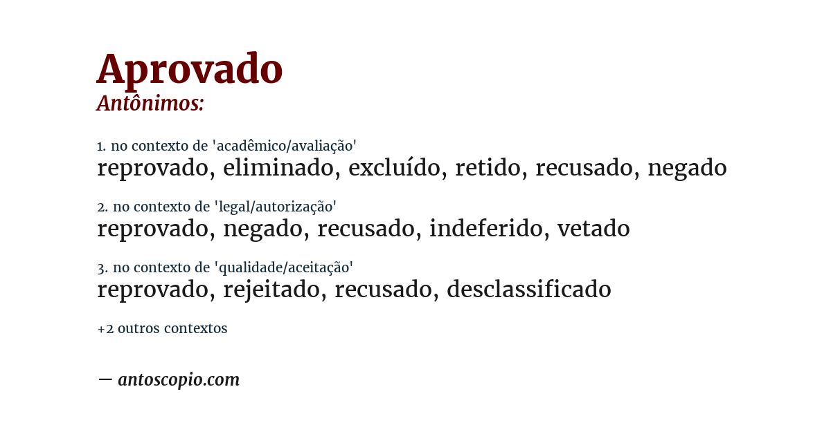 Antônimo de aprovado