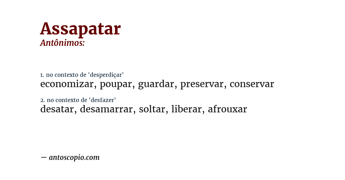 Antônimo de assapatar