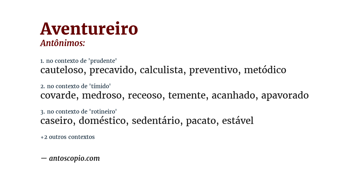Antônimo de aventureiro