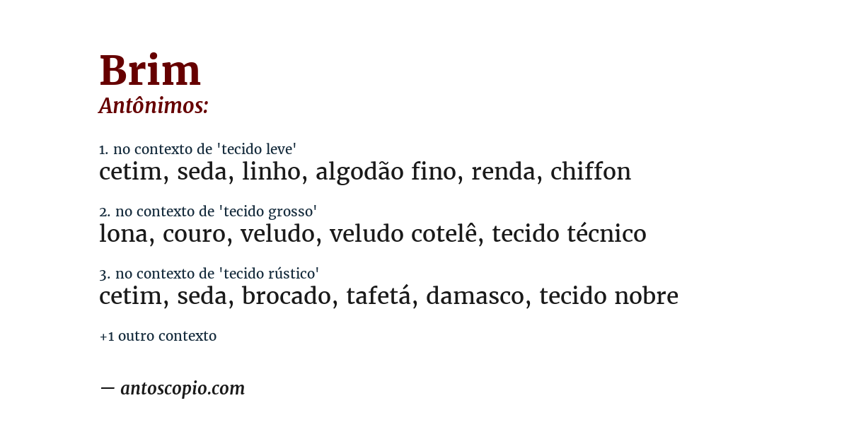 Antônimo de brim