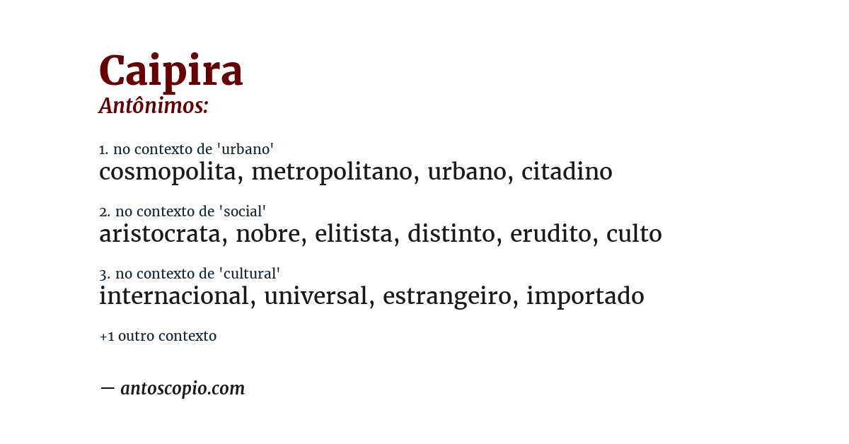 Antônimo de caipira