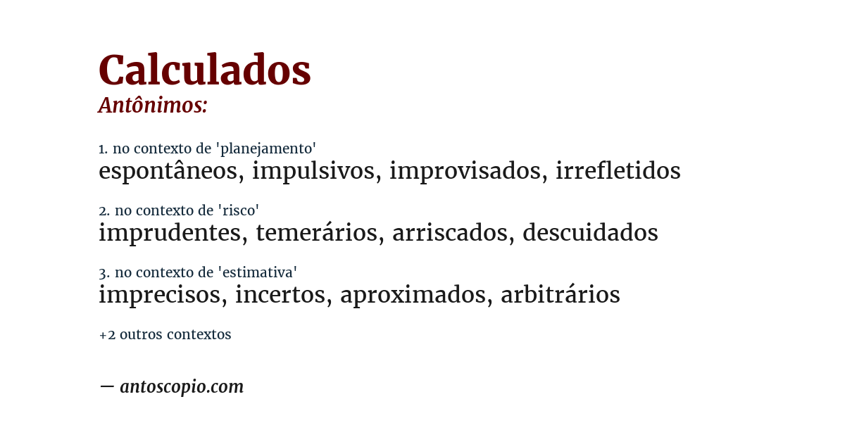 Antônimo de calculados