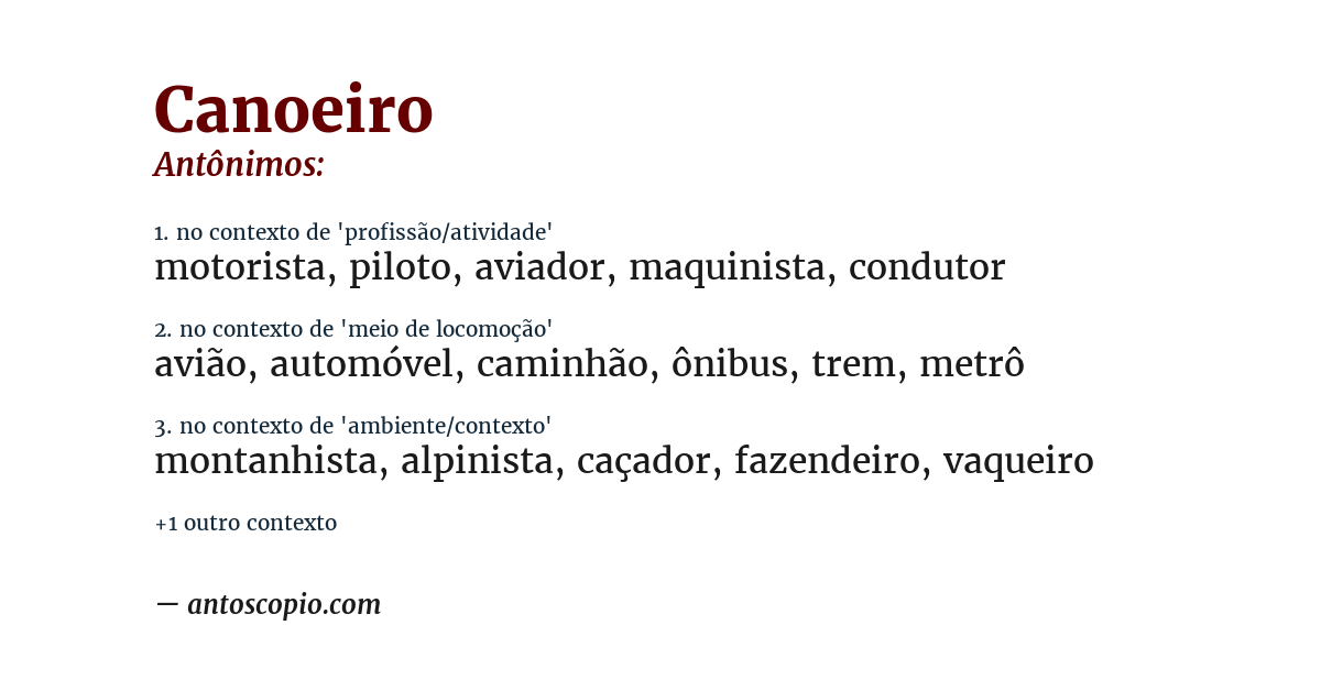 Antônimo de canoeiro