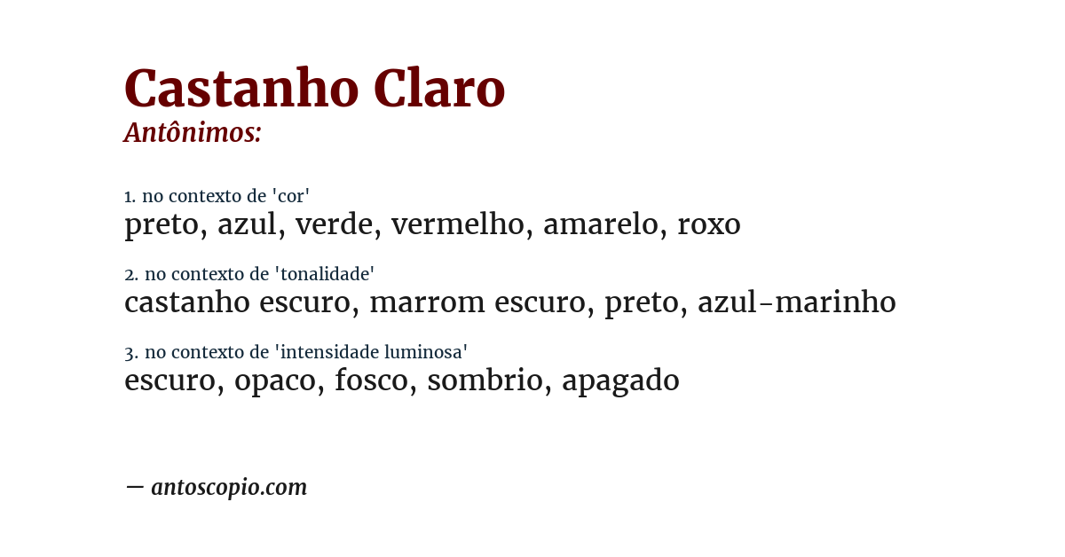 Antônimo de castanho claro