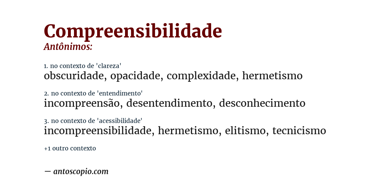 Antônimo de compreensibilidade