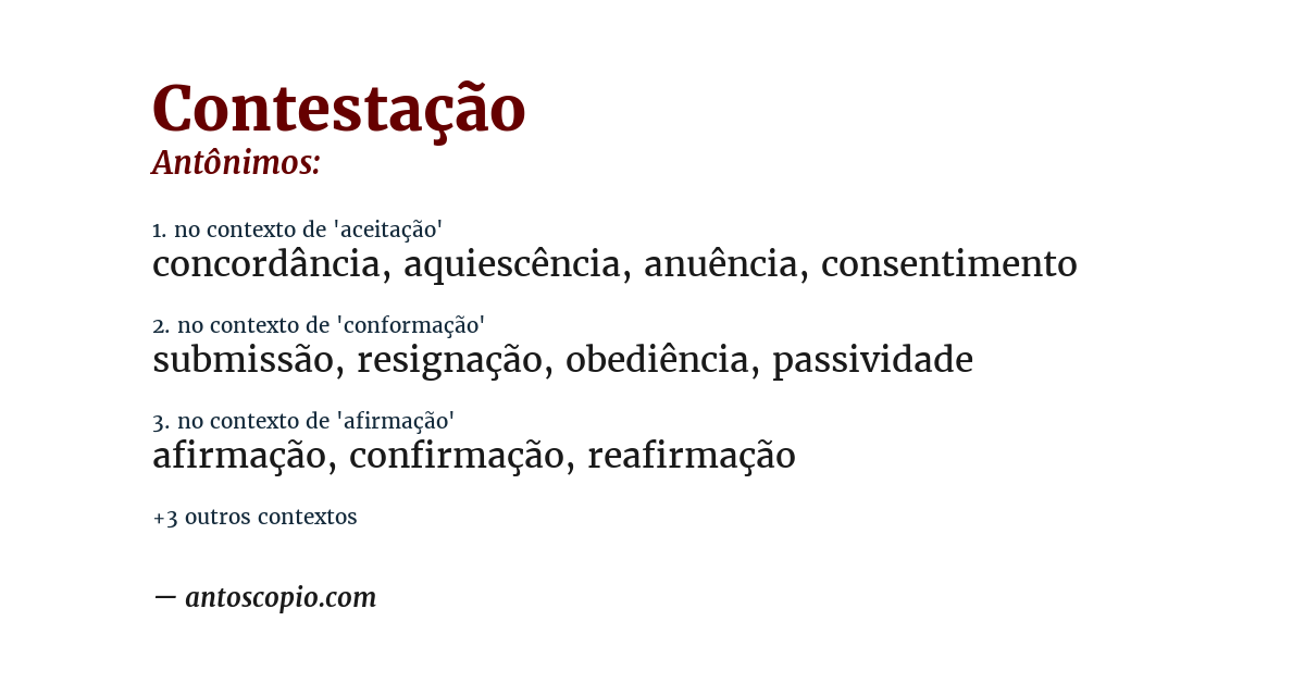 Antônimo de contestação