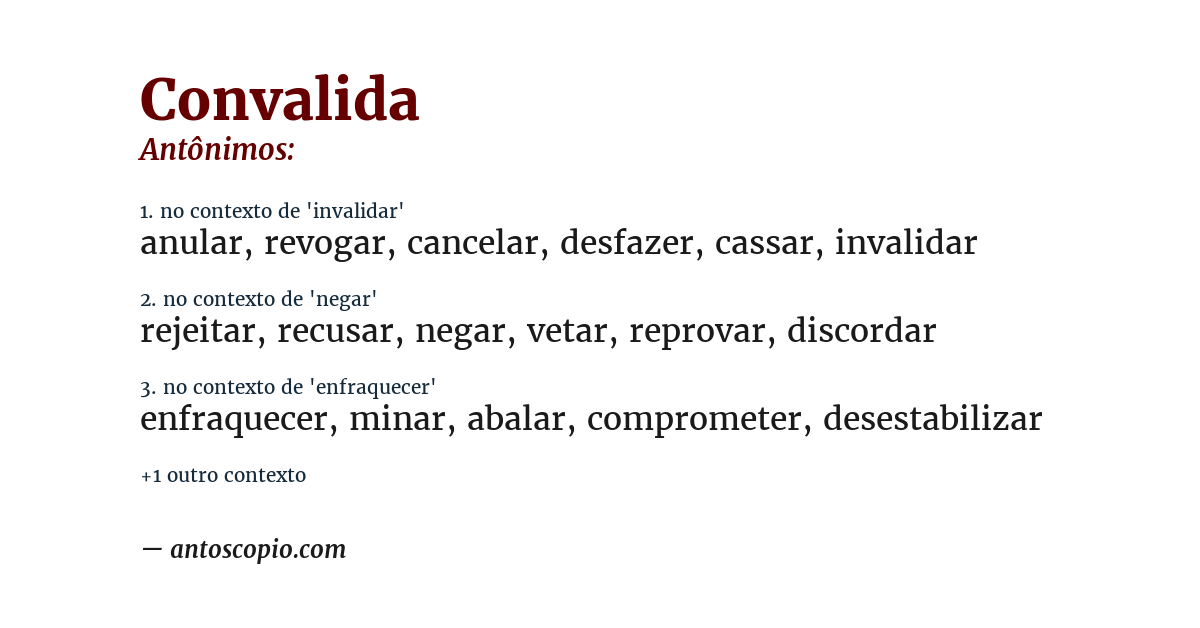 Antônimo de convalida