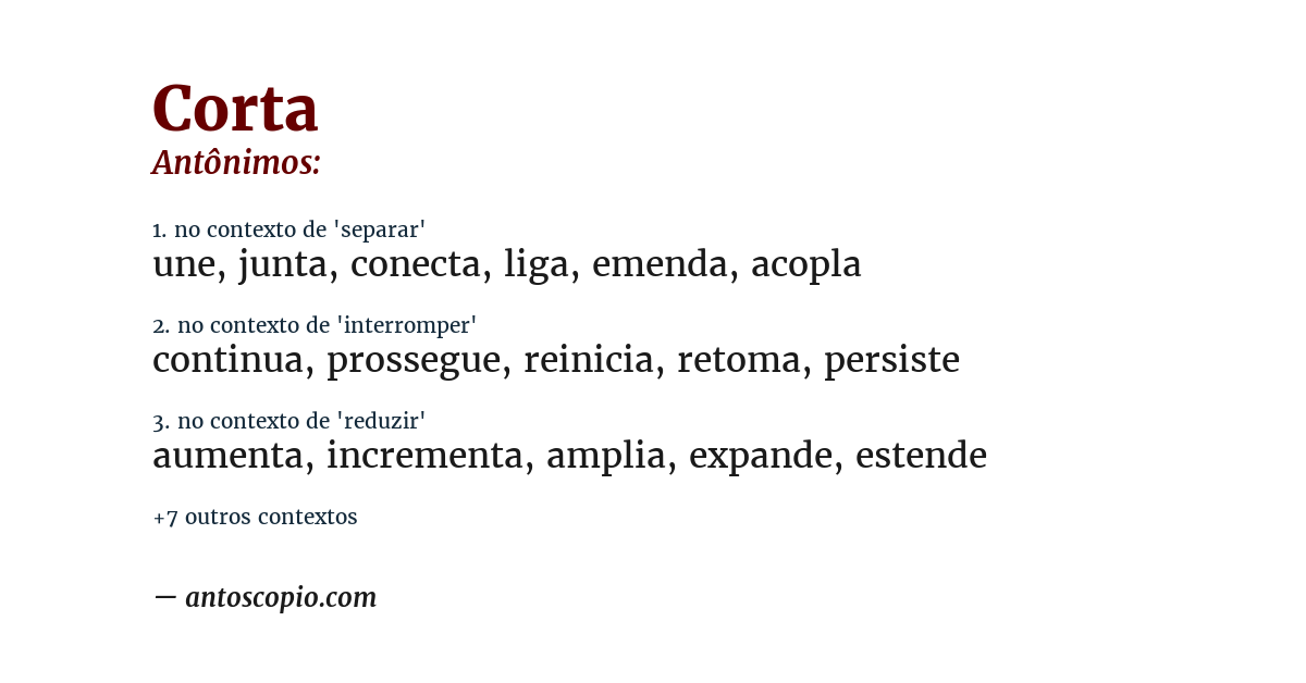 Antônimo de corta