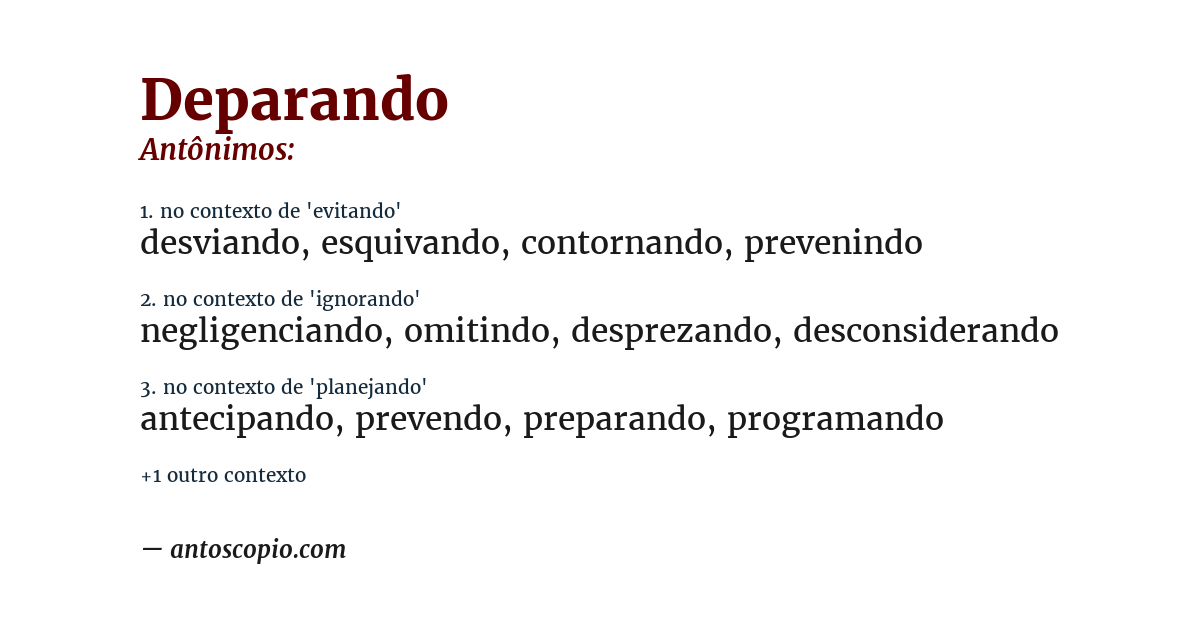 Antônimo de deparando