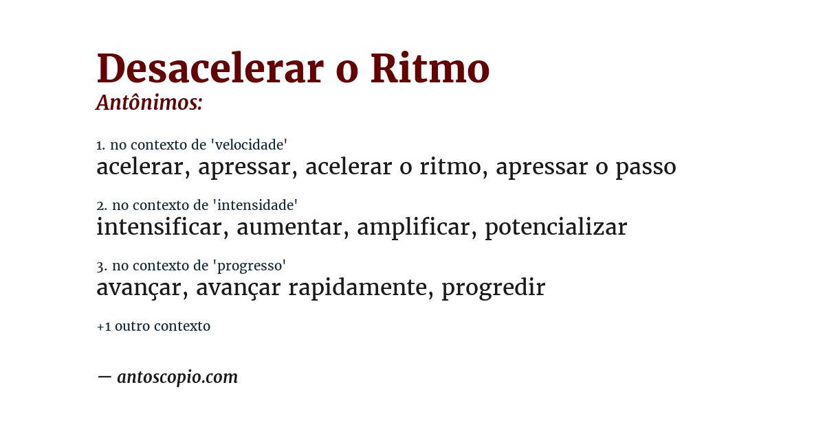Antônimo de desacelerar o ritmo