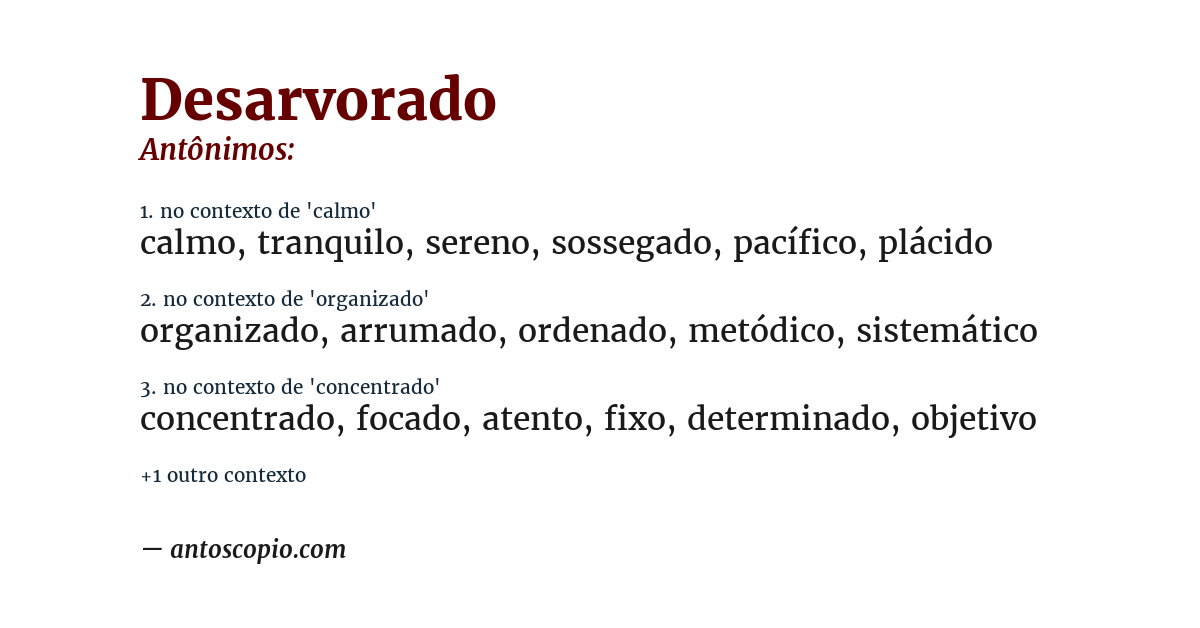 Antônimo de desarvorado