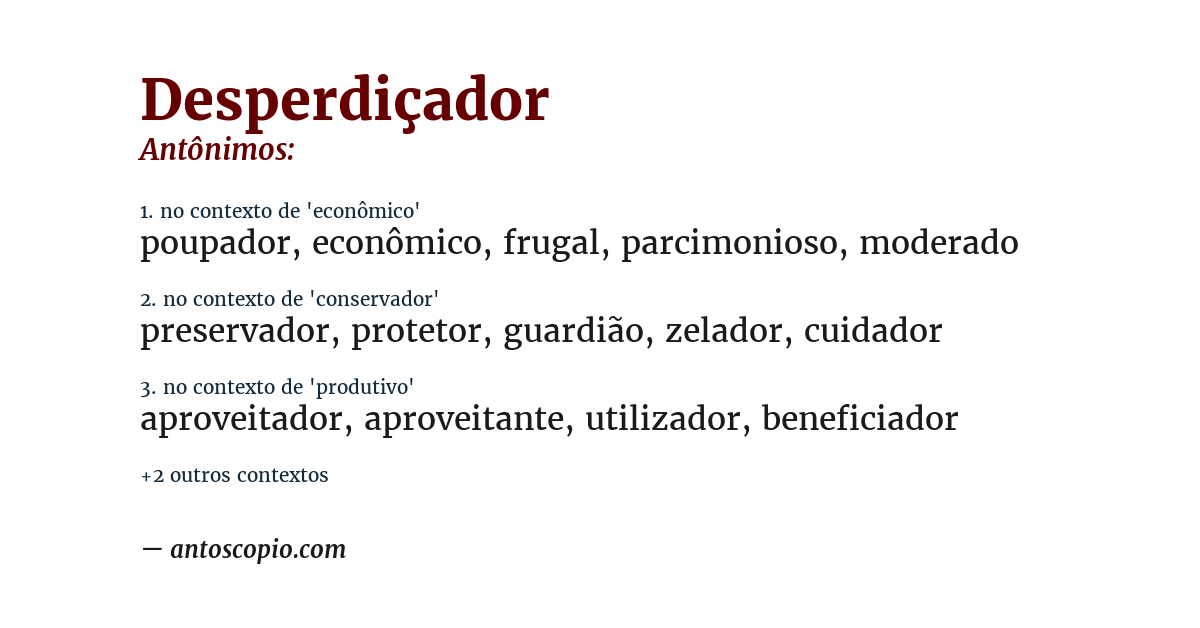 Antônimo de desperdiçador