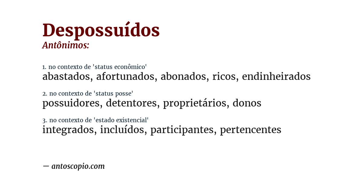 Antônimo de despossuídos