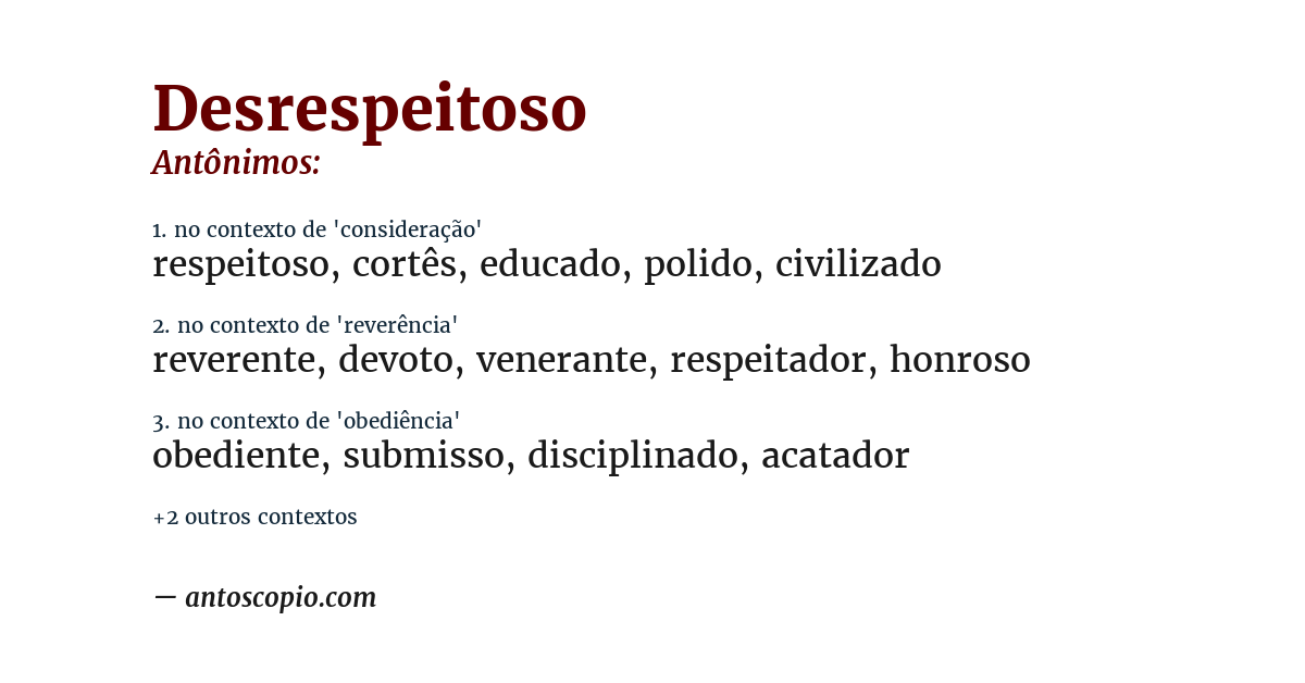 Antônimo de desrespeitoso