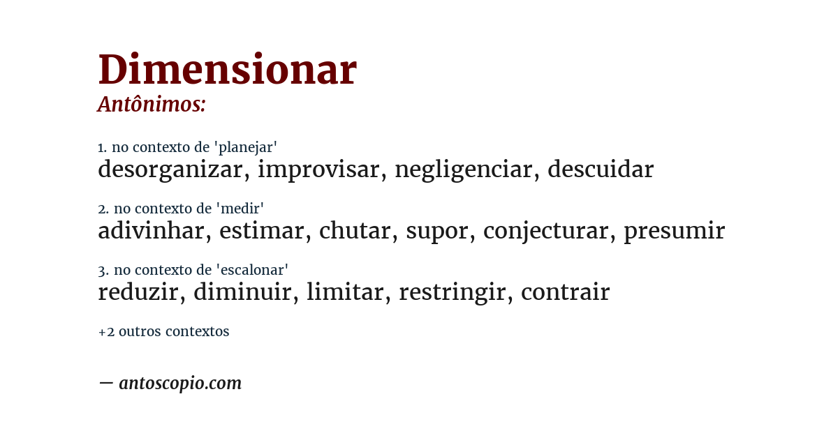 Antônimo de dimensionar
