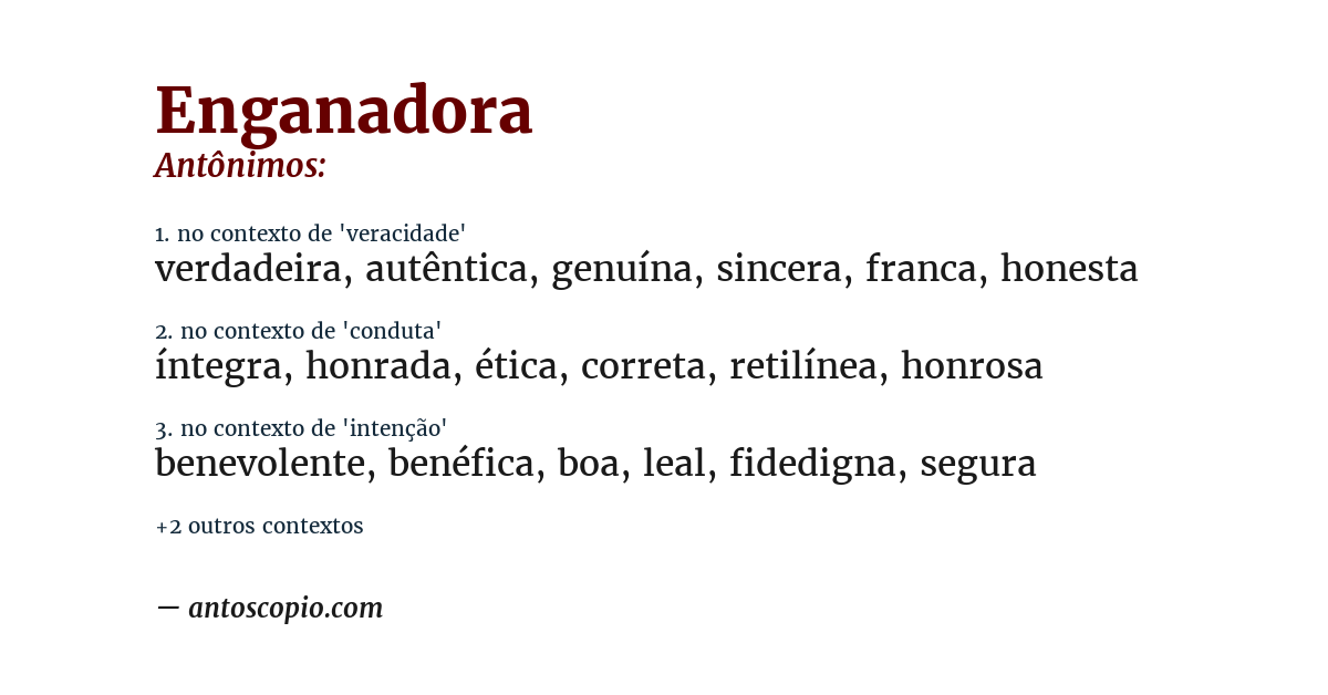 Antônimo de enganadora