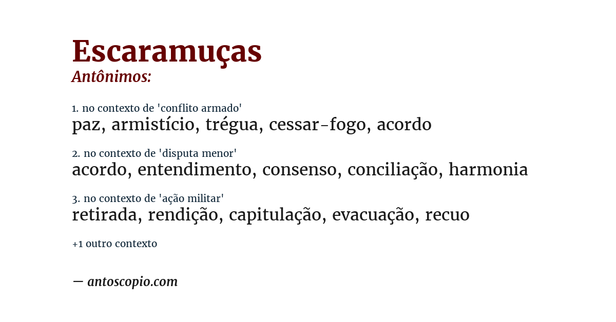 Antônimo de escaramuças