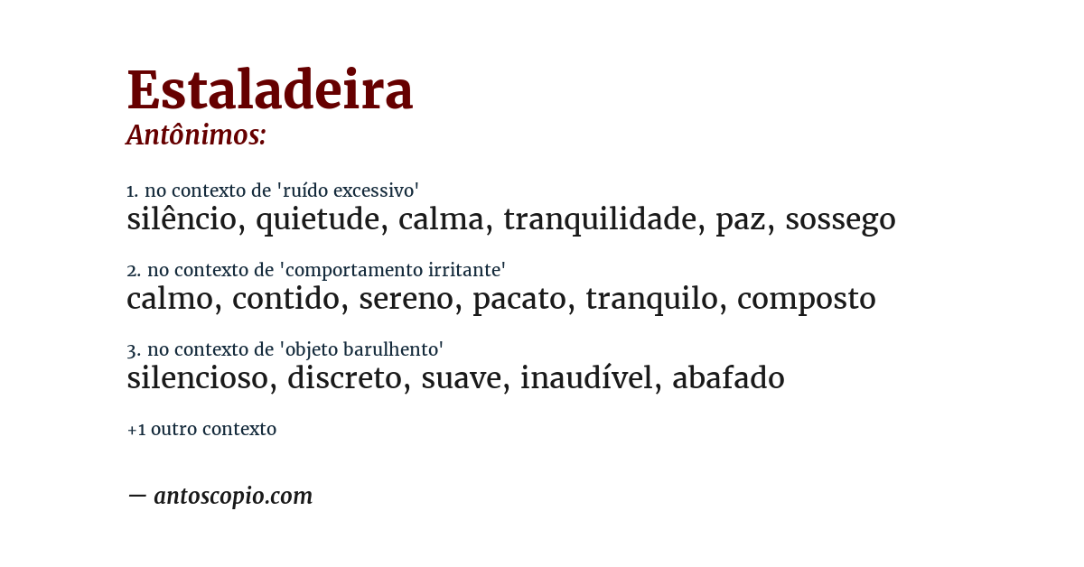 Antônimo de estaladeira