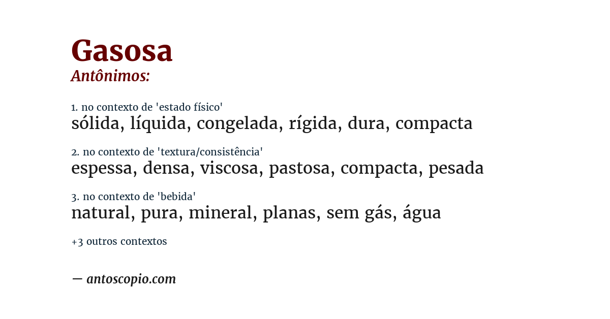 Antônimo de gasosa