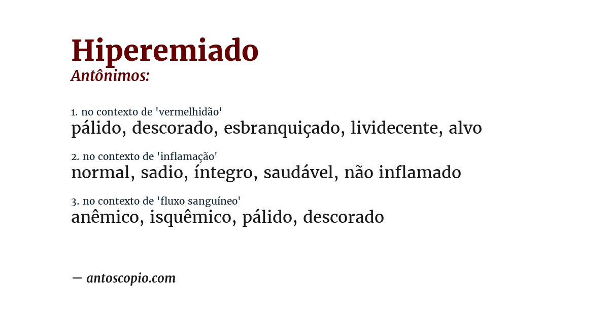 Antônimo de hiperemiado