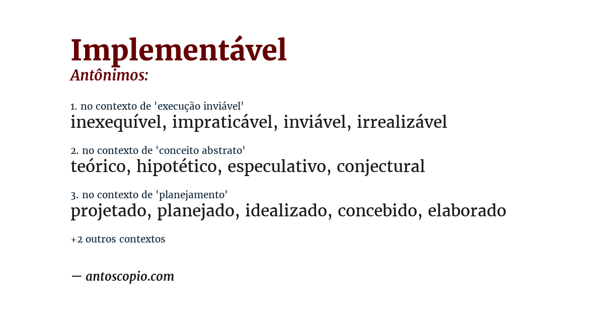 Antônimo de implementável