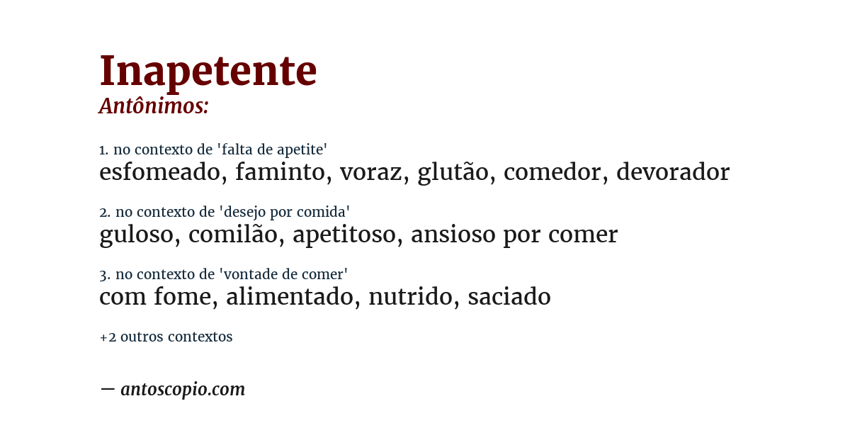 Antônimo de inapetente