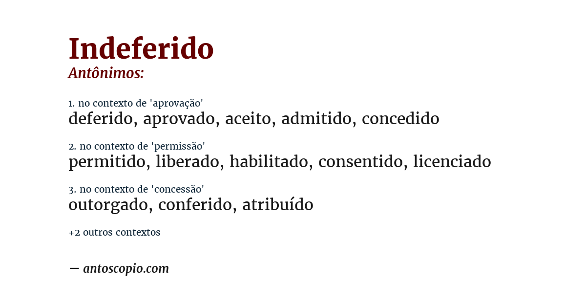 Antônimo de indeferido