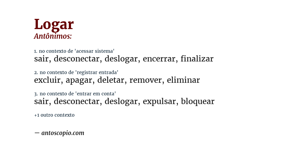 Antônimo de logar