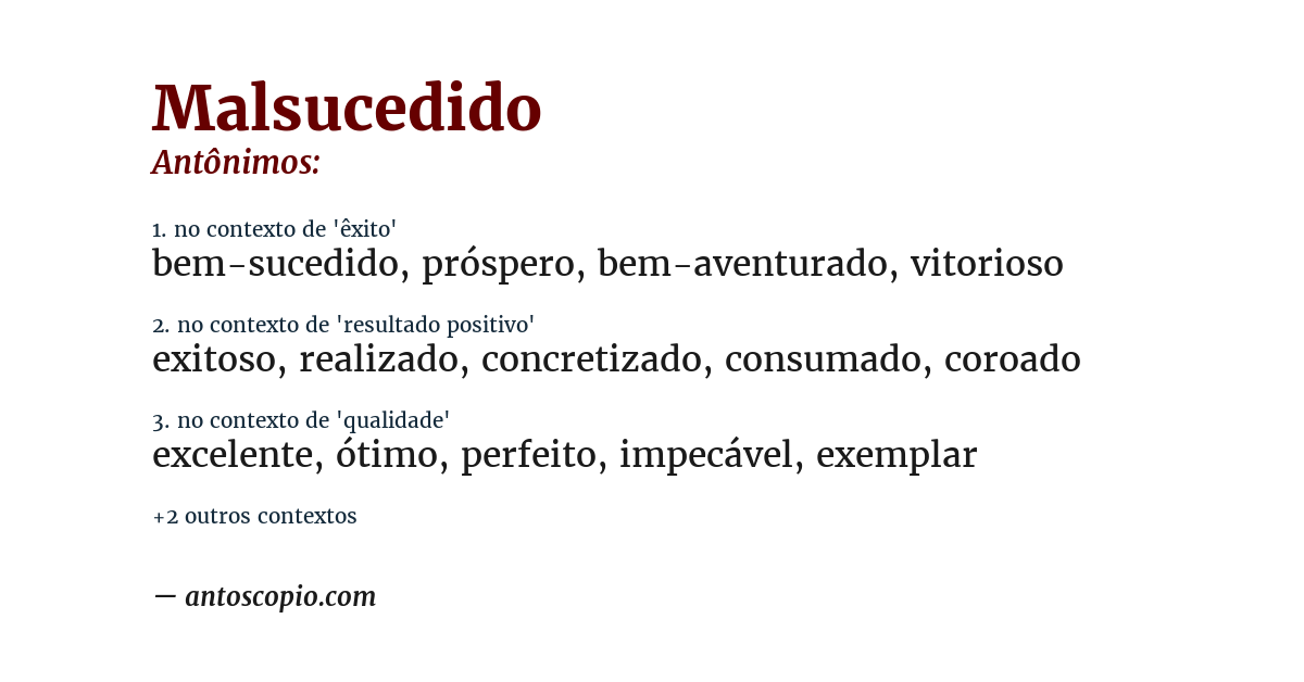 Antônimo de malsucedido