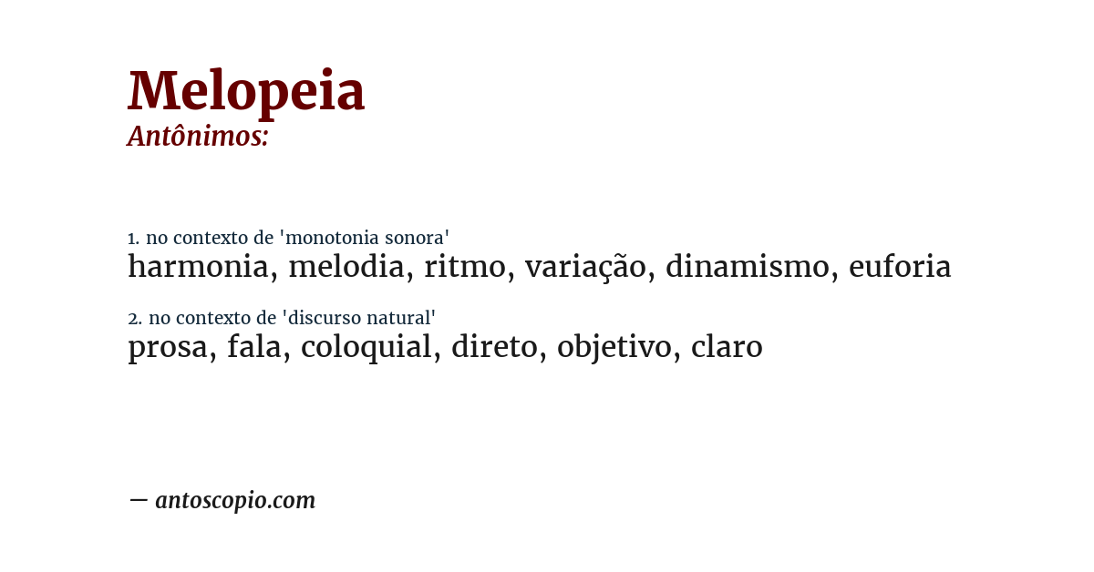 Antônimo de melopeia