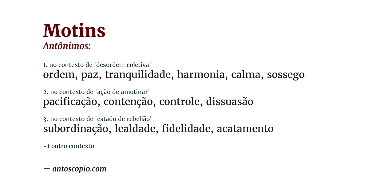 Antônimo de motins