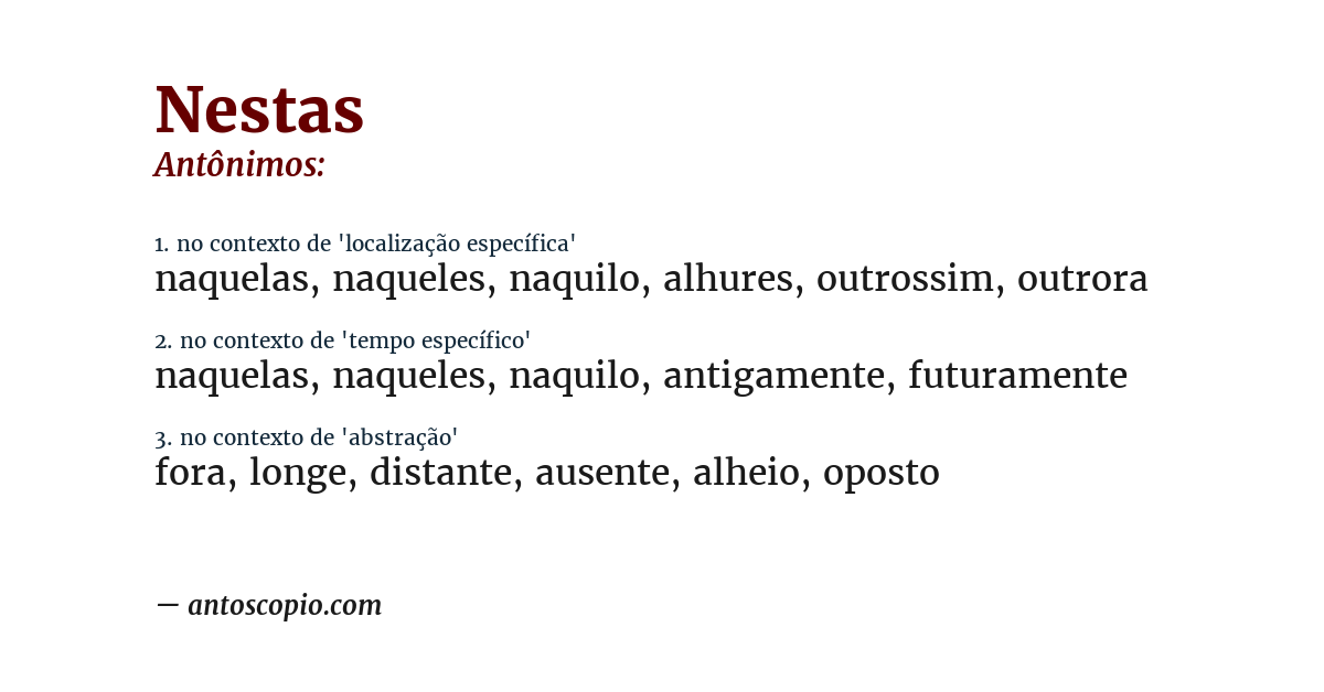 Antônimo de nestas