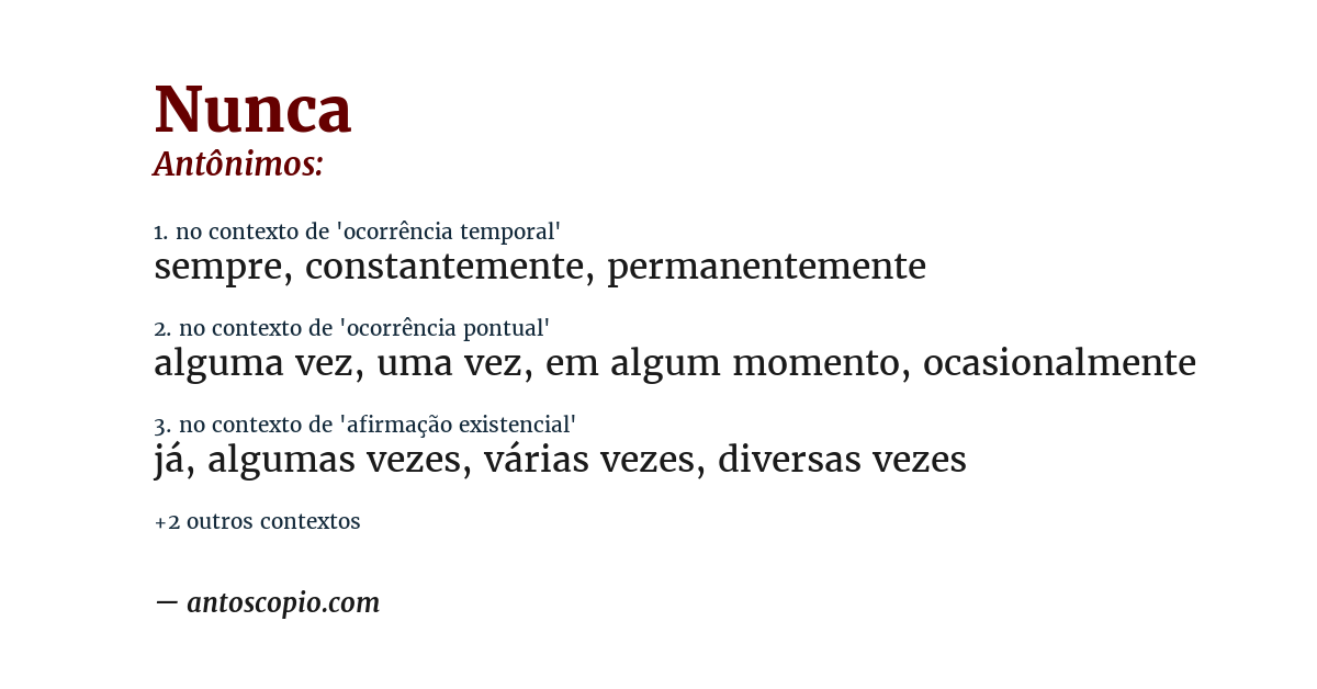 Antônimo de nunca