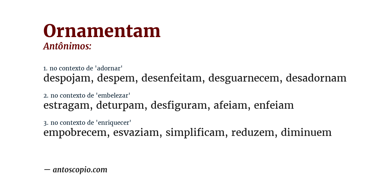 Antônimo de ornamentam