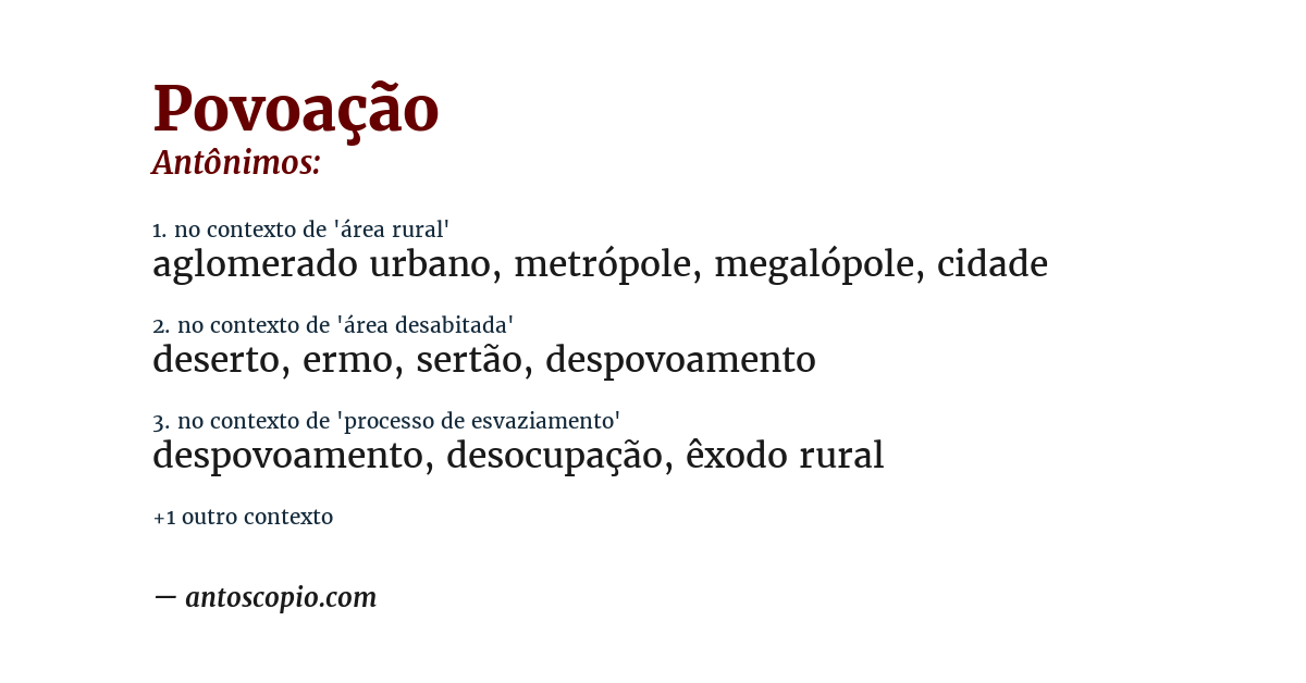 Antônimo de povoação