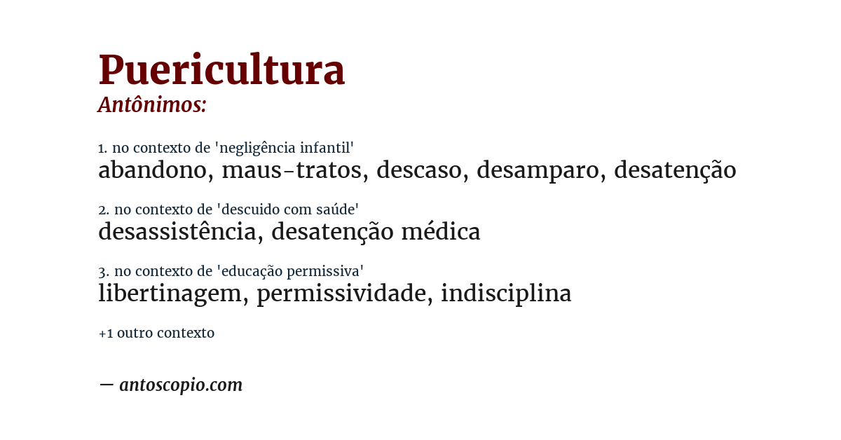Antônimo de puericultura