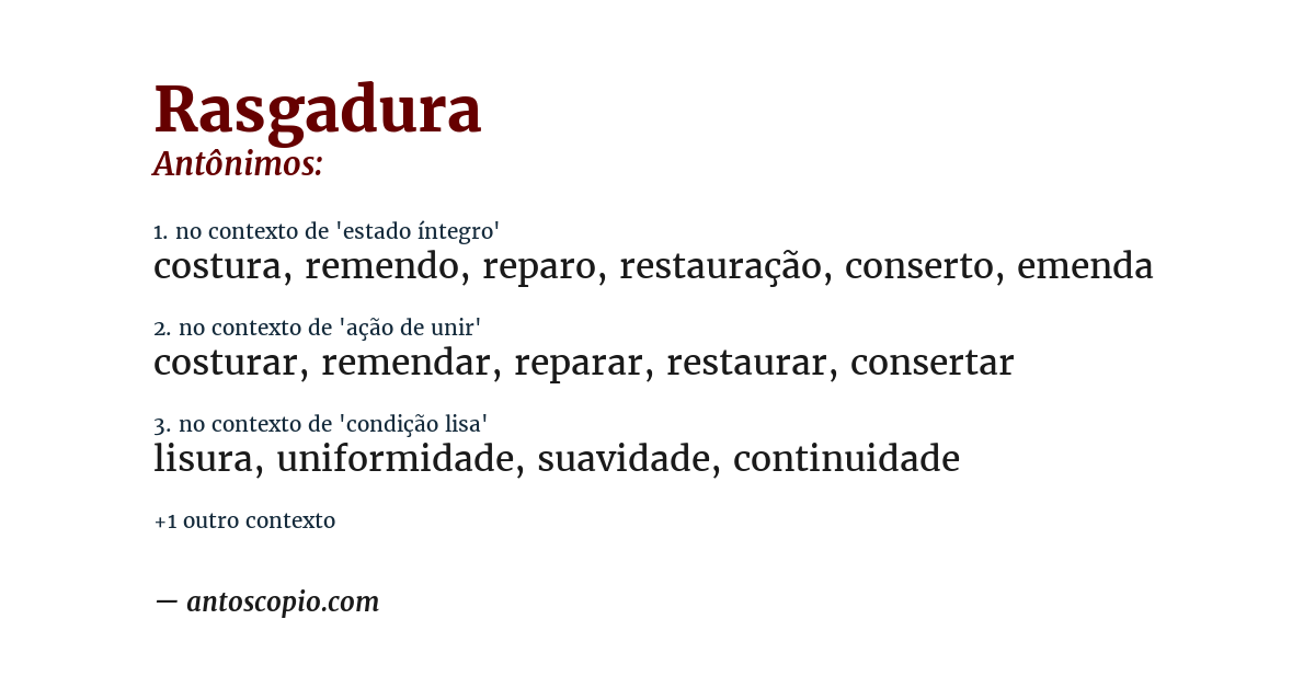 Antônimo de rasgadura