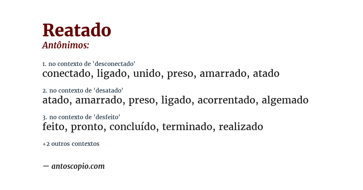Antônimo de reatado